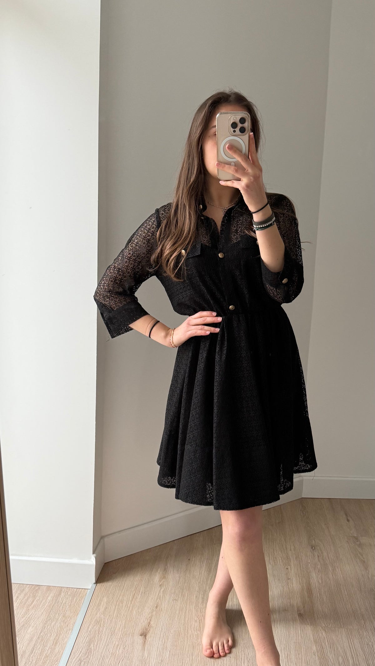 Robe Maje dentelle noire T.36