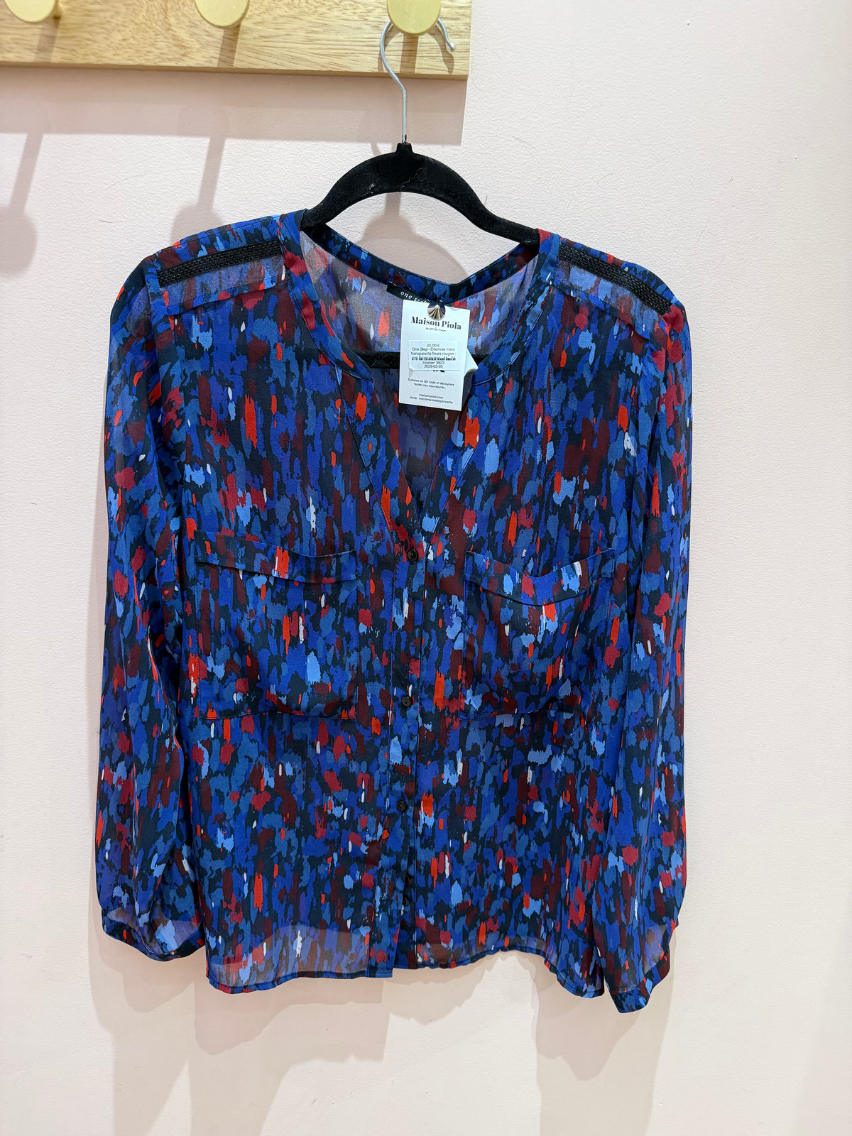 One Step - Chemise bleu marine et rouge ML - bleu marine et rouge - 44