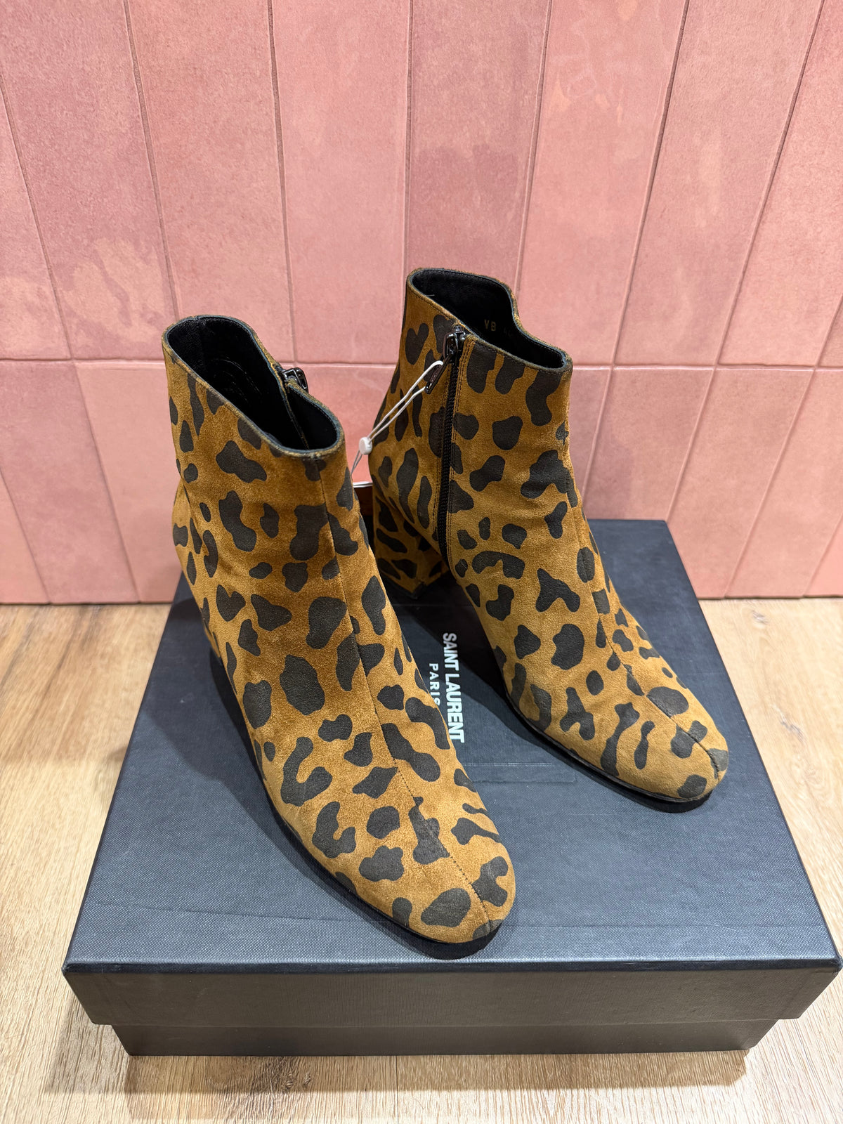 Bottines marron léopard Saint Laurent - T.38 07/10