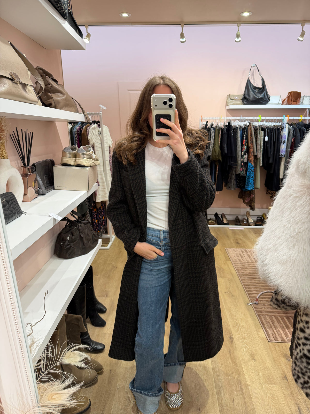 Manteau marron pied-de-poule Isabel Marant T.36/38 12/10