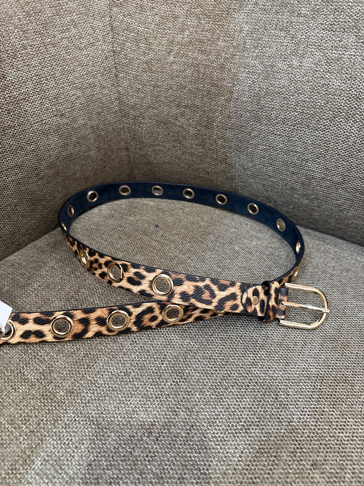 Ceinture léopard noir et doré T.90