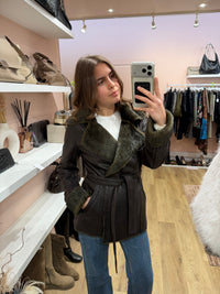 Veste marron effet peau lainé Gerard Darel 12/10
