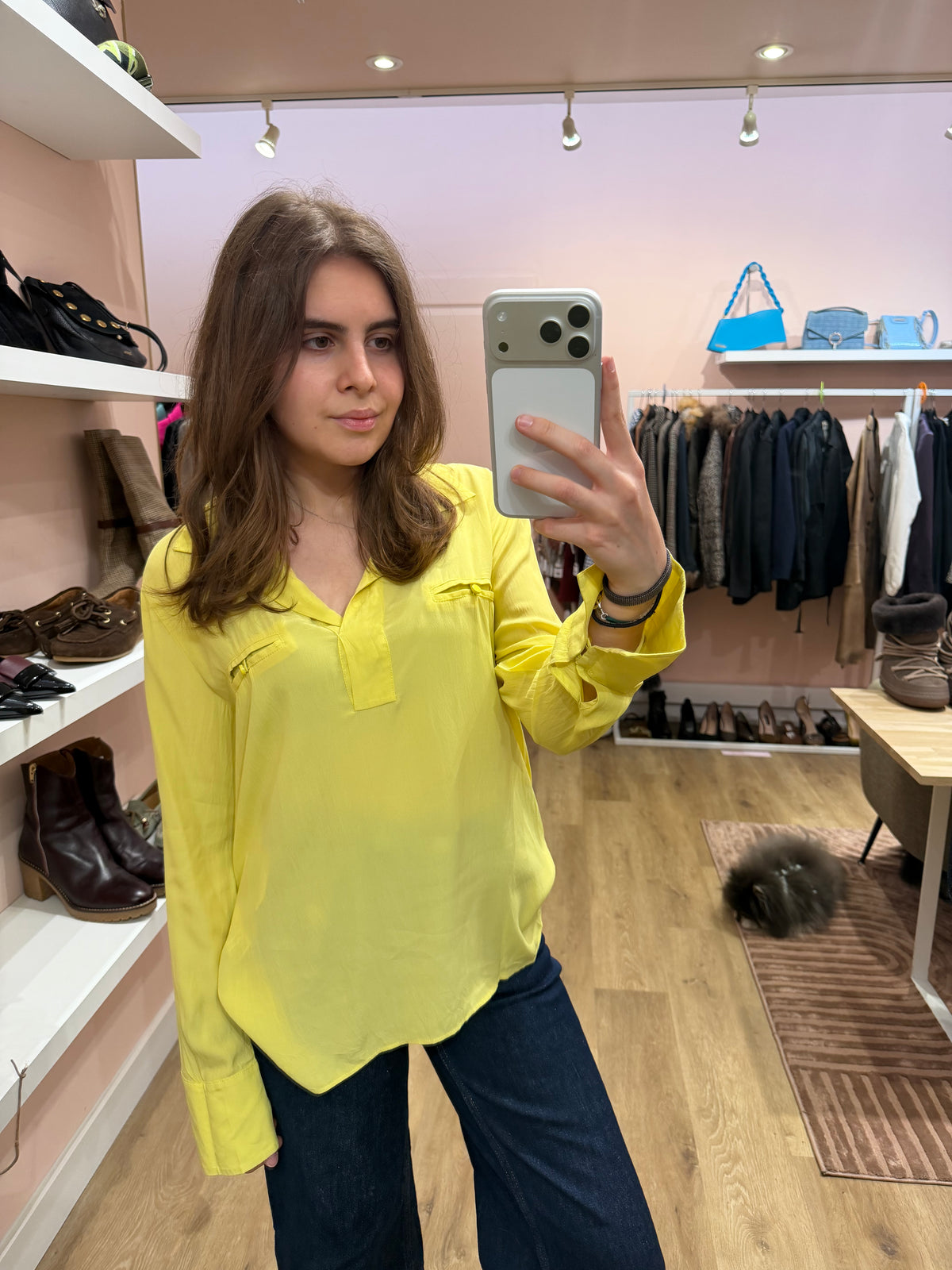 Atos Lombardini chemise jaune en soie T.40 07/09