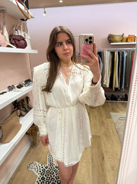 IRO Robe Blanche Robe dentelle manches longues T.L 01/07