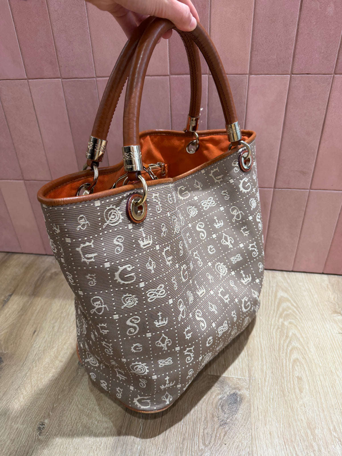 Sac beige et orange Lancel 21/10