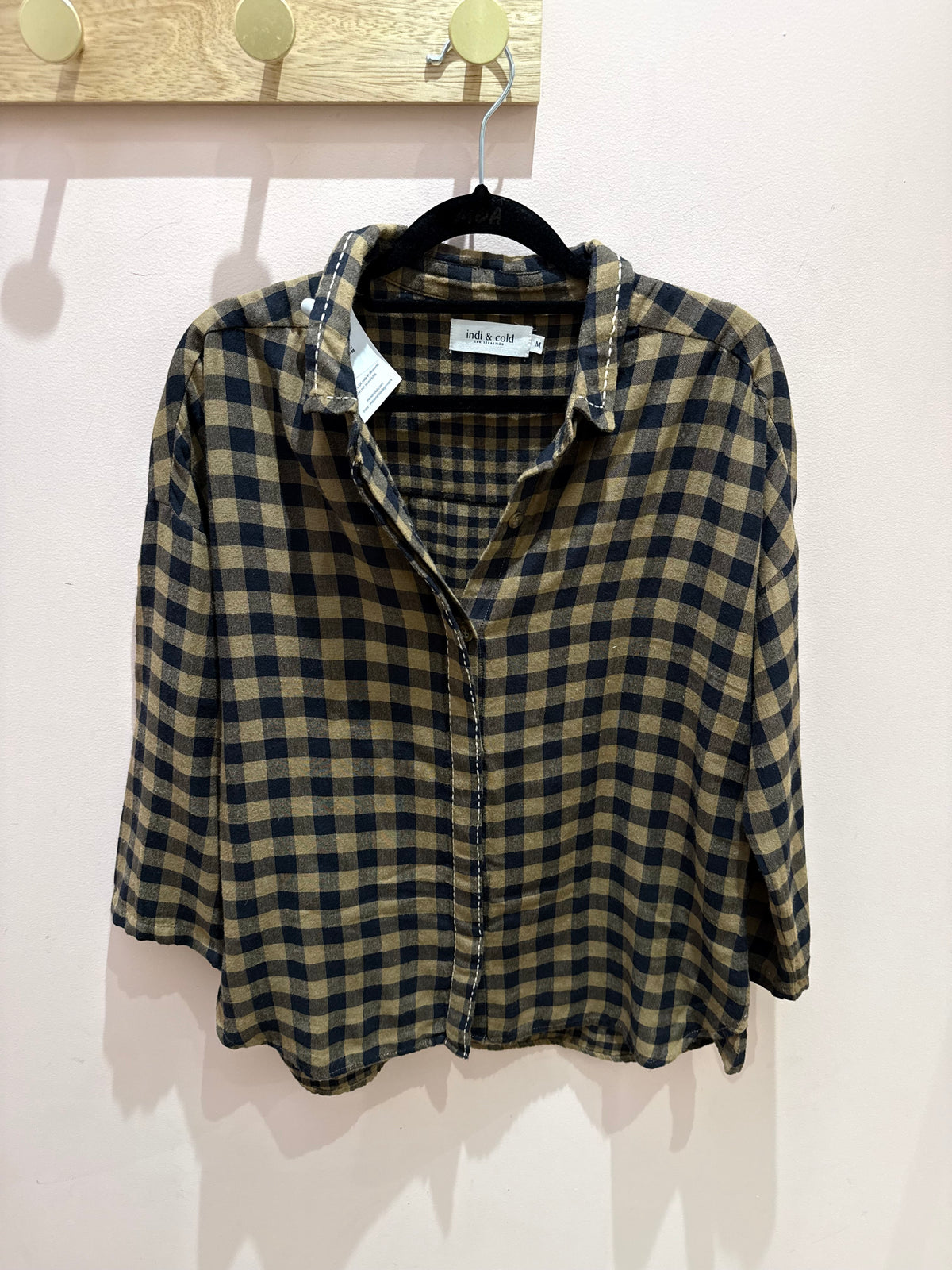 Chemise indi & cold À carreaux marron et marine T.M - Chemise