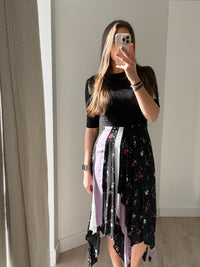 Robe longue Maje noire fleurs bleu - T.S