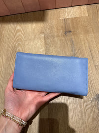 Portefeuille lisse cuir Longchamp bleu