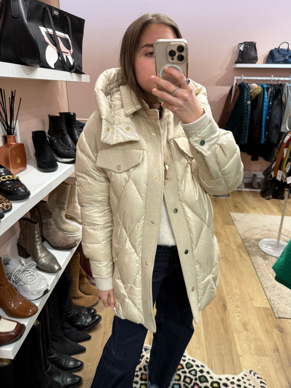 Doudoune beige bi-matière T.S Weill