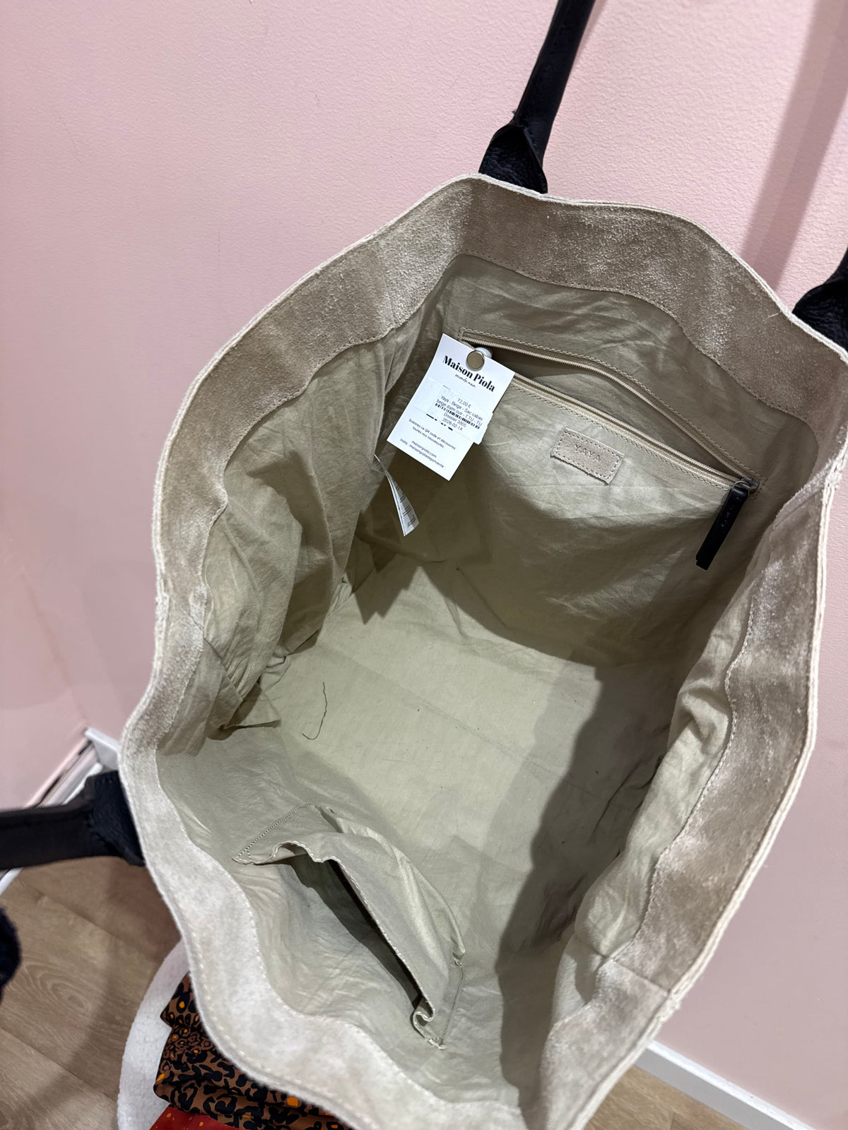 Yaya - Beige - Sac cabas beige daim cuir - T.TU