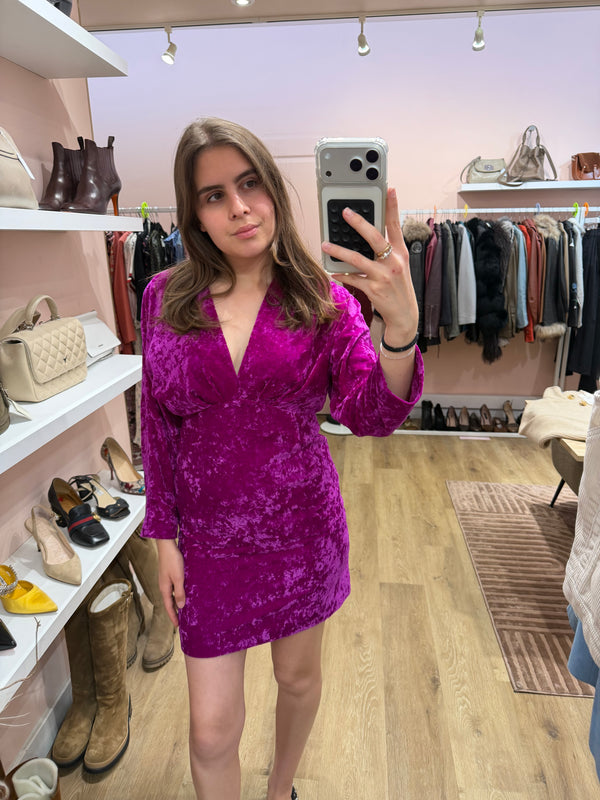 Sandro robe violette en velours T.34 21/09