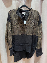 Blouse noire broderie beige Antik batik T.M 12/10