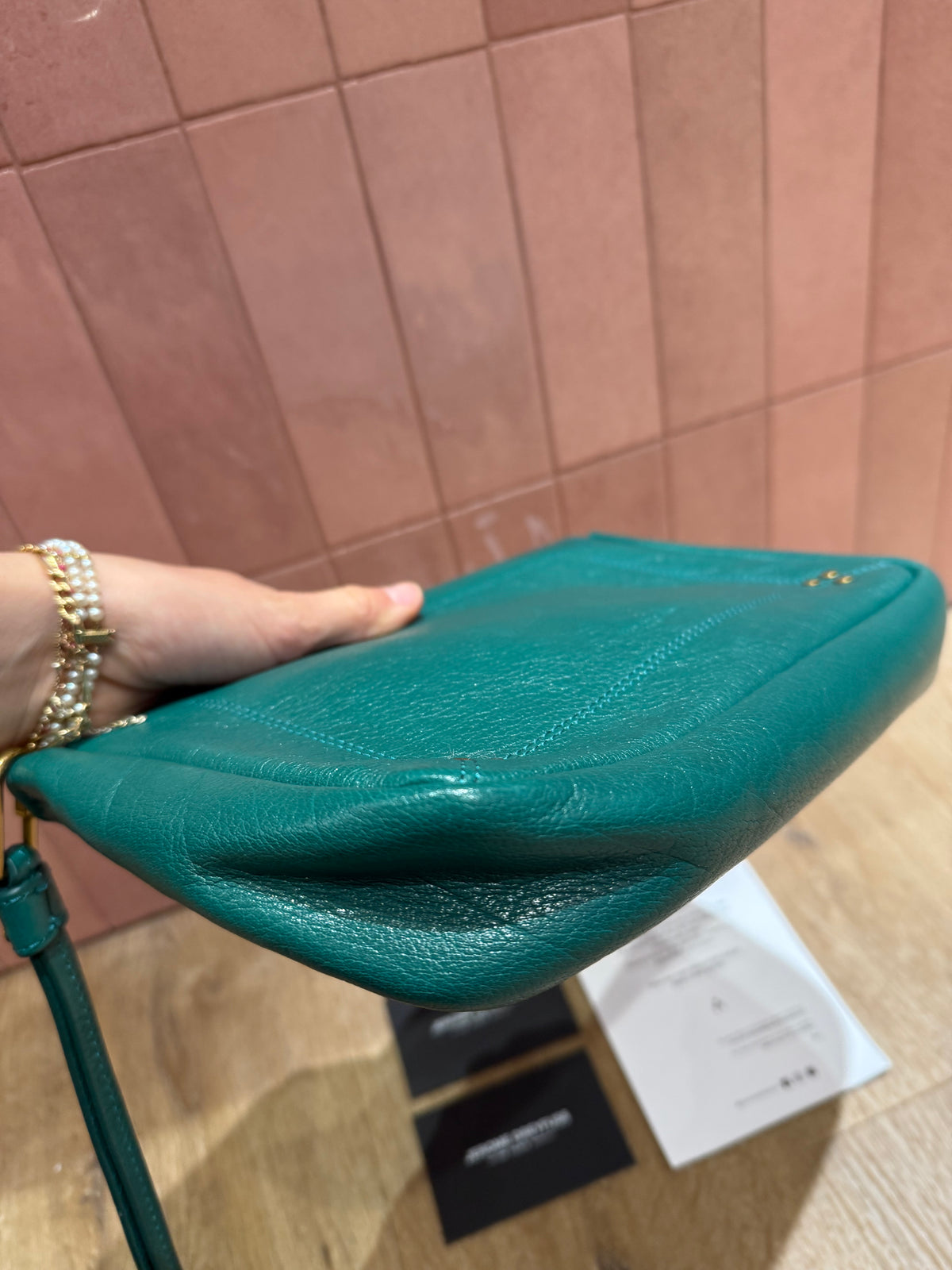 Pochette en cuir verte Jérôme dreyfuss