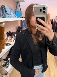 Blazer noir détail cuir Ralph Lauren T.36/38 14/09
