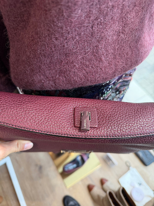 Sac bordeaux en cuir Lancel logo noir 27/08