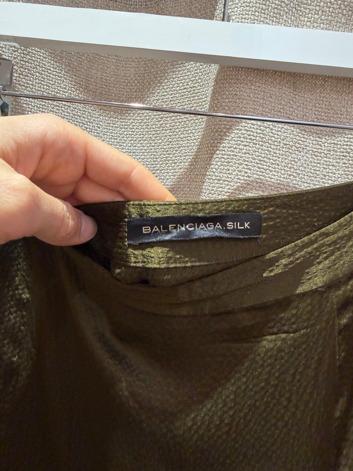 Jupe kaki en soie Balenciaga T.40 21/09