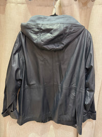 Gian Ferré veste à capuche en cuir noir T.XL 28/09
