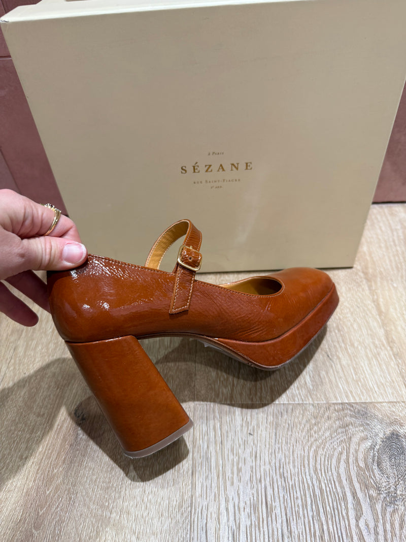 Ballerines à talon vernis 37 Sézane Marron