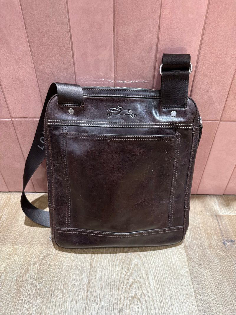 Pochette en cuir Longchamp marron