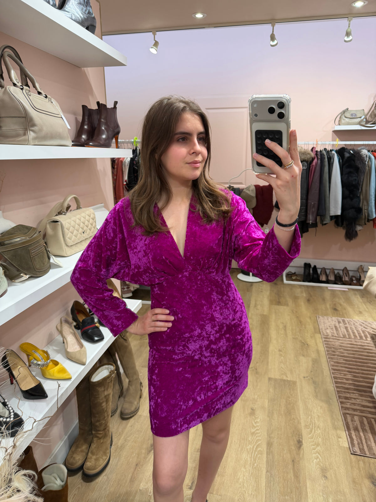 Sandro robe violette en velours T.34 21/09