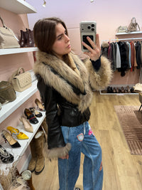 Veste en cuir fourrure T.36 Rizal 19/09