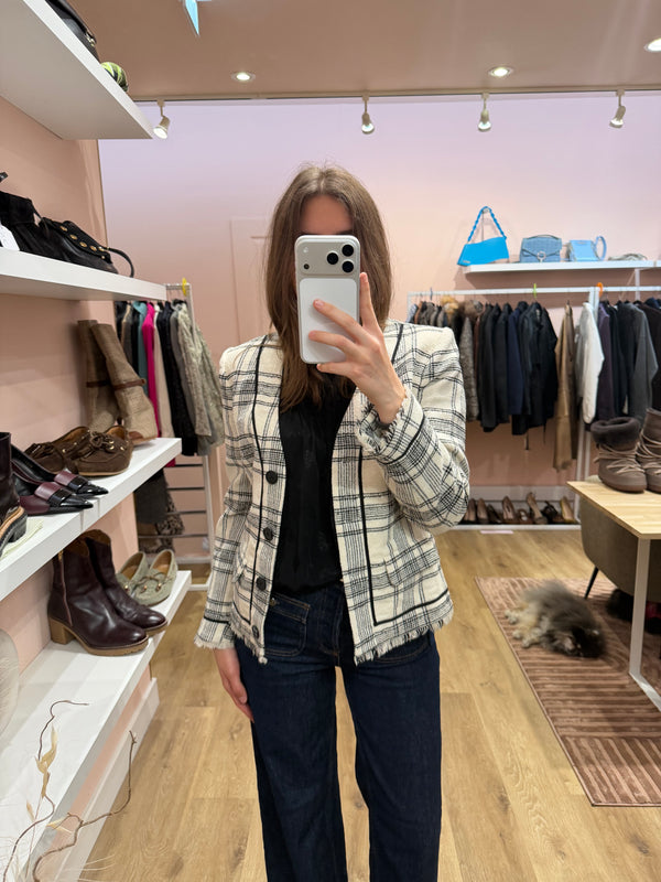 Claudie Pierlot Blazer Blanc T.36 TWEED/CARREAUX 07/09