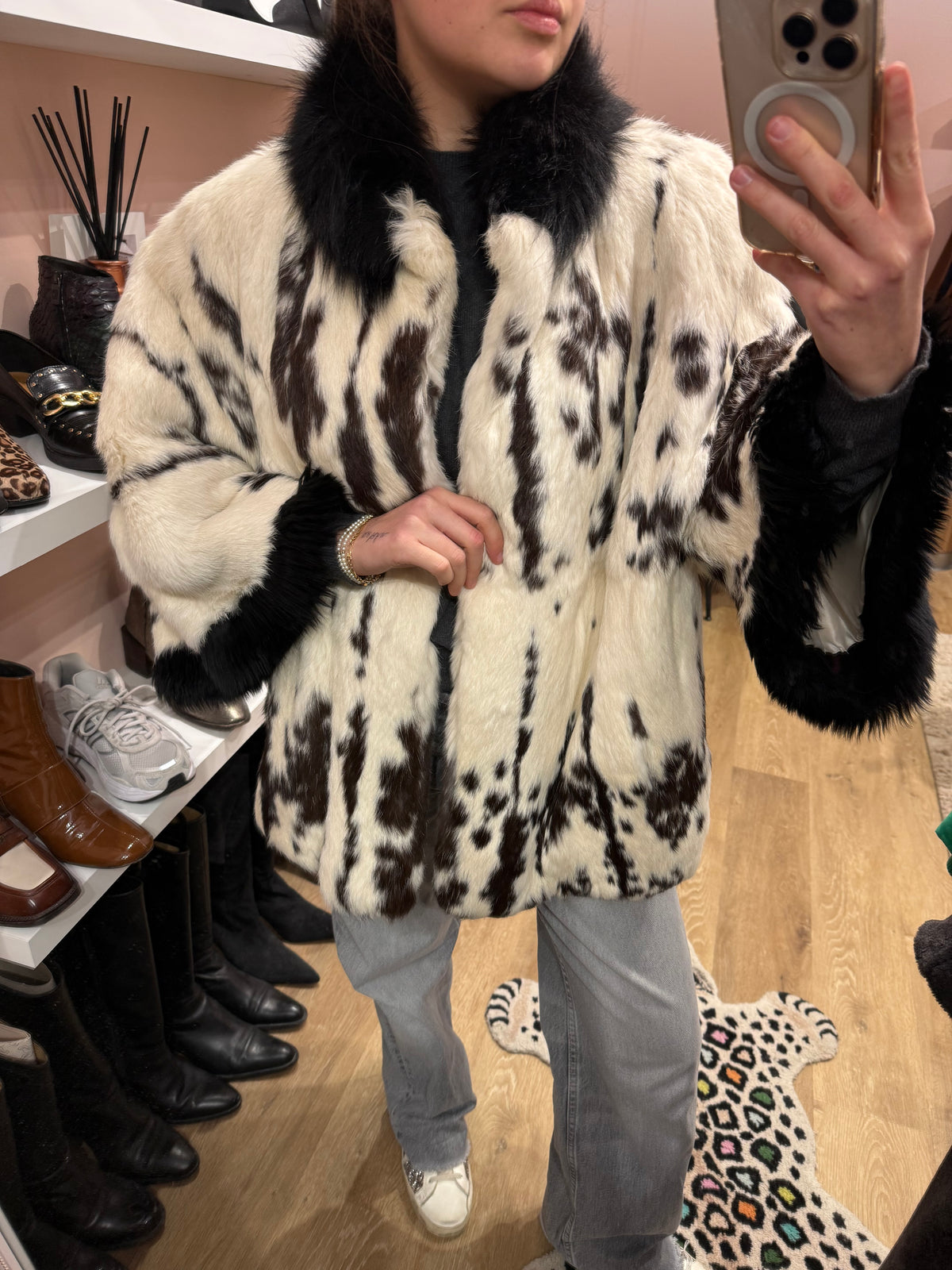 Veste lapin effet vache T.40