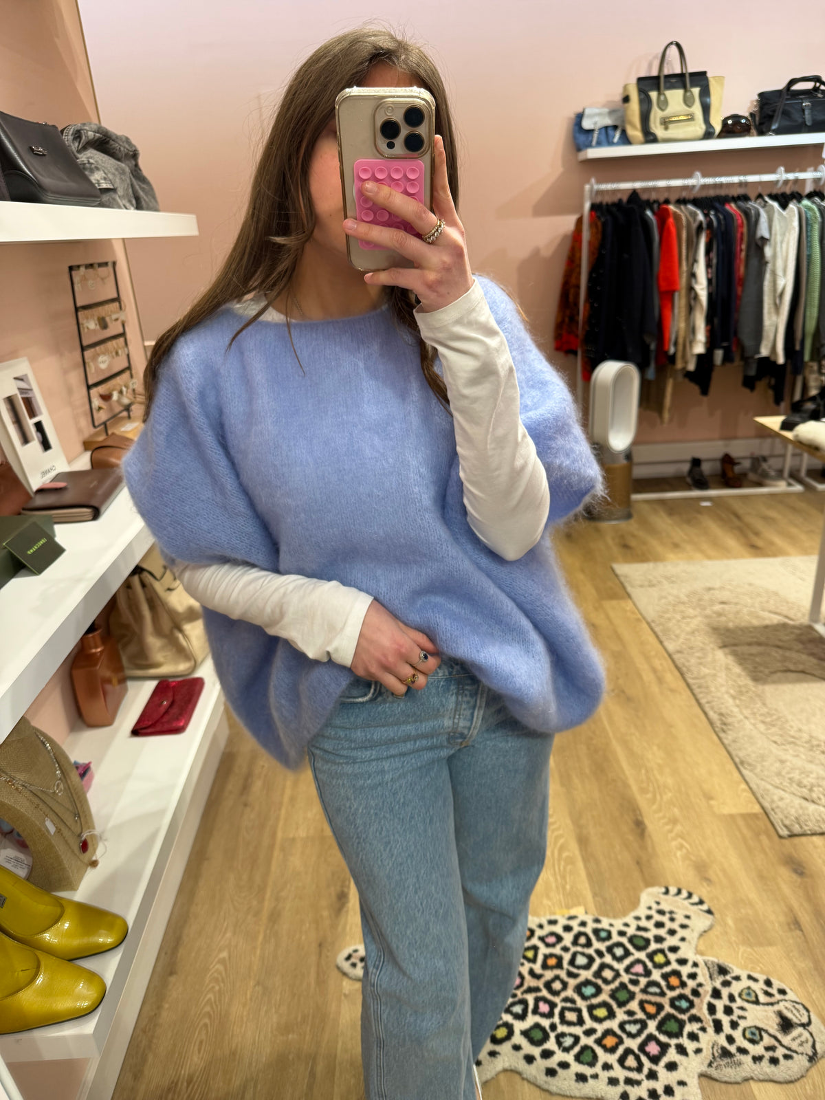 Pull mohair bleu ciel T.U