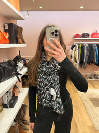 One Step - Foulard noir détail rose - TU