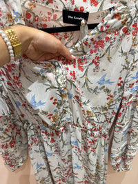 Robe longue The Kooples blanche fleurs rouges T.S 20/06