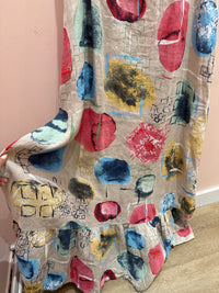 Puro Lino Robe débardeur beige et rond rouge T.TU