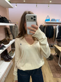 Ralph Lauren - Pull crème manches longues en coton - T.L 07/09