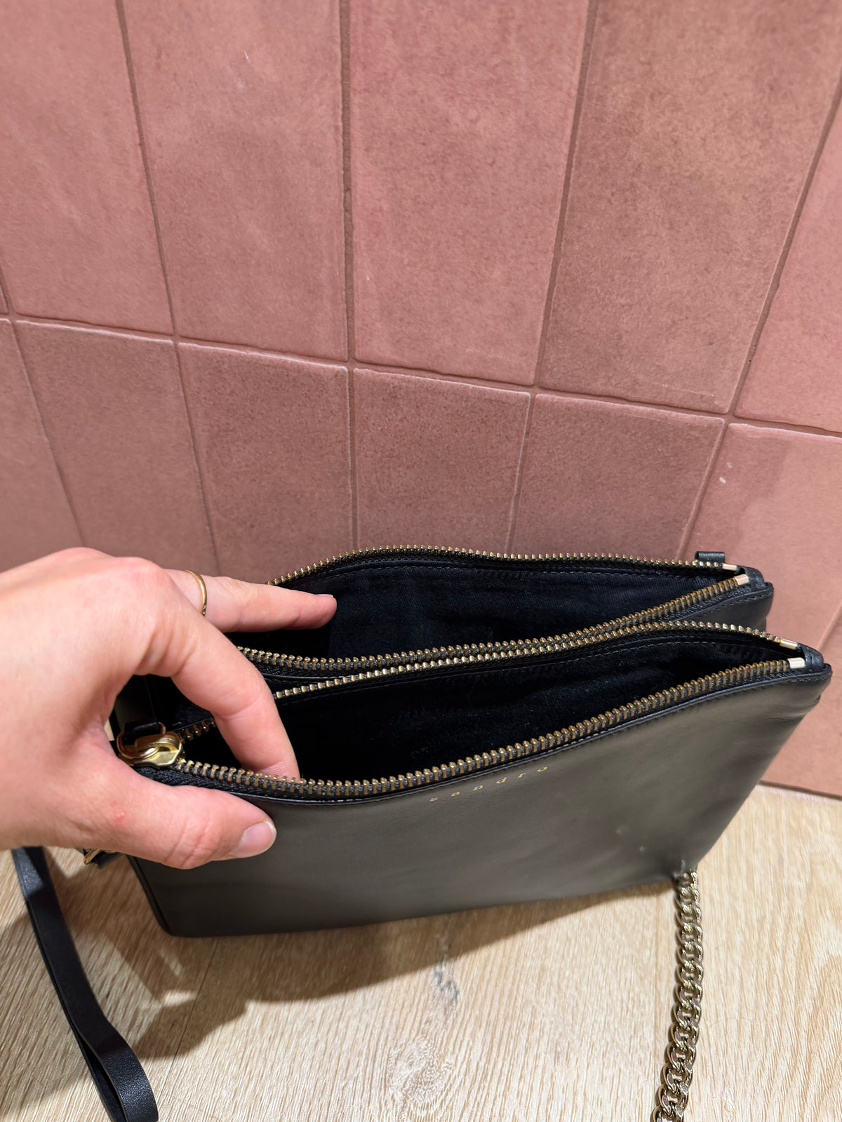 sac noir Sandro 29/09 cuir