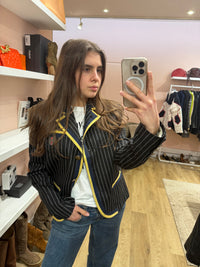 Blazer laine noir à rayures T38 galiano