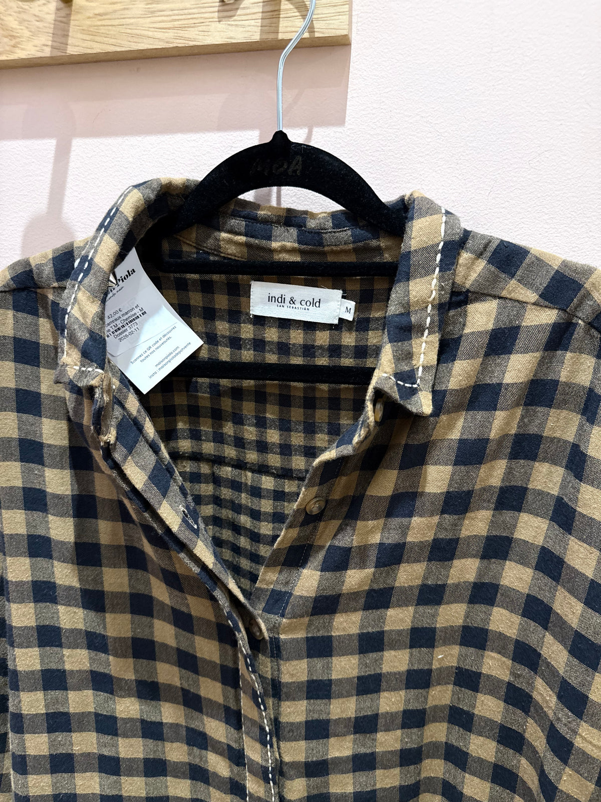 Chemise indi & cold À carreaux marron et marine T.M - Chemise