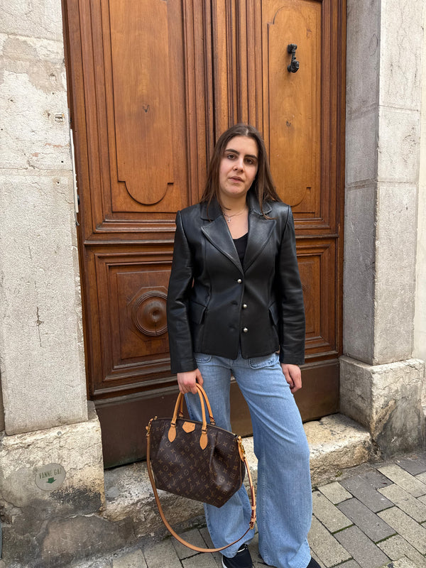 veste blazer noir en cuir lola Taille 38/40