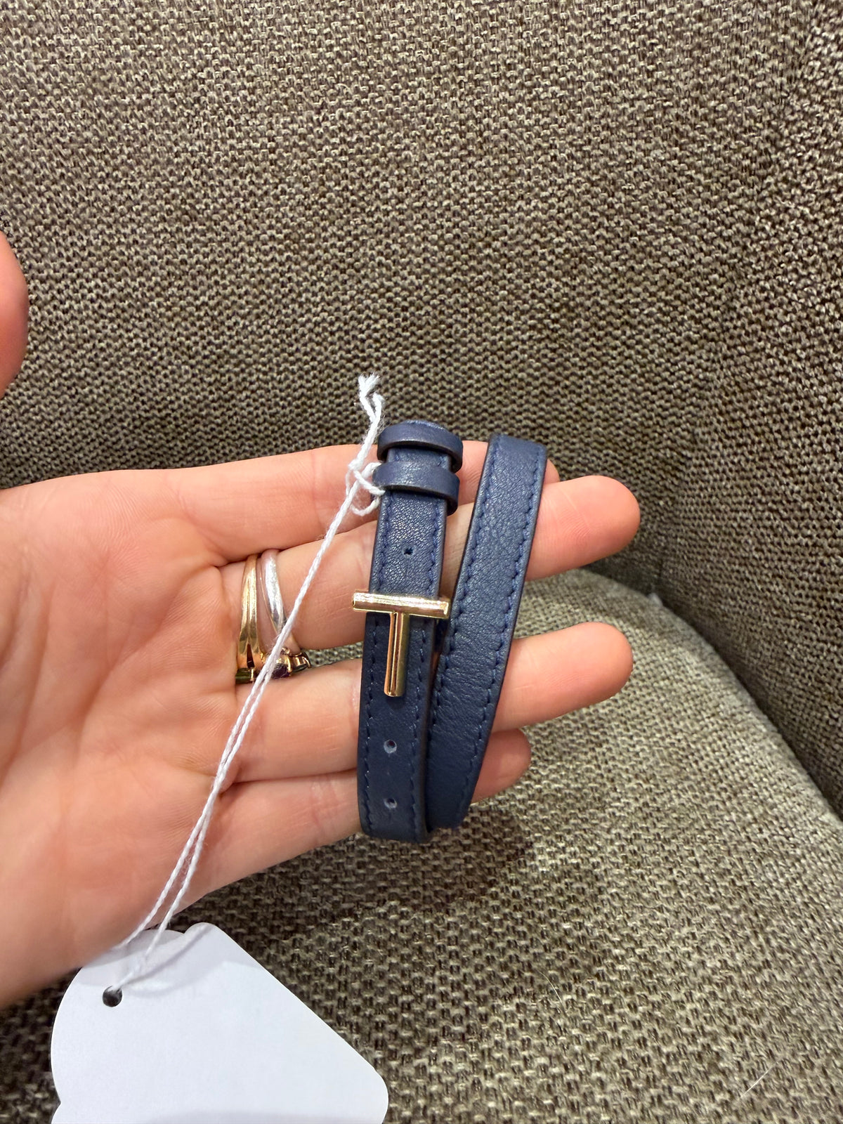 Bracelet en cuir le tanneur bleu marine 13/06