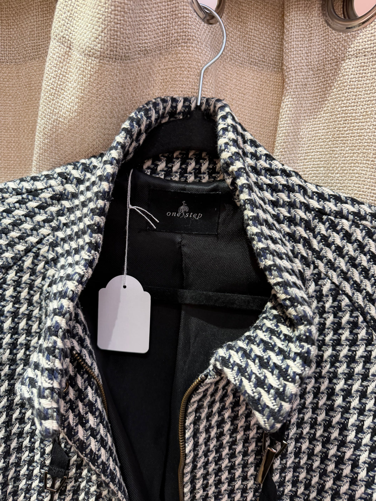 Veste pied-de-poule grise et blanche one step T.42 25/10