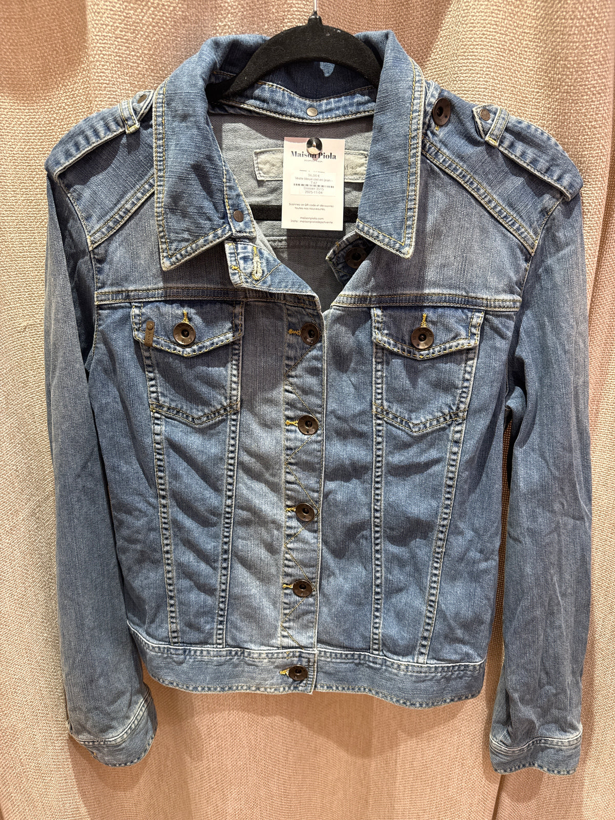 Veste bleue ciel en jean - T.42