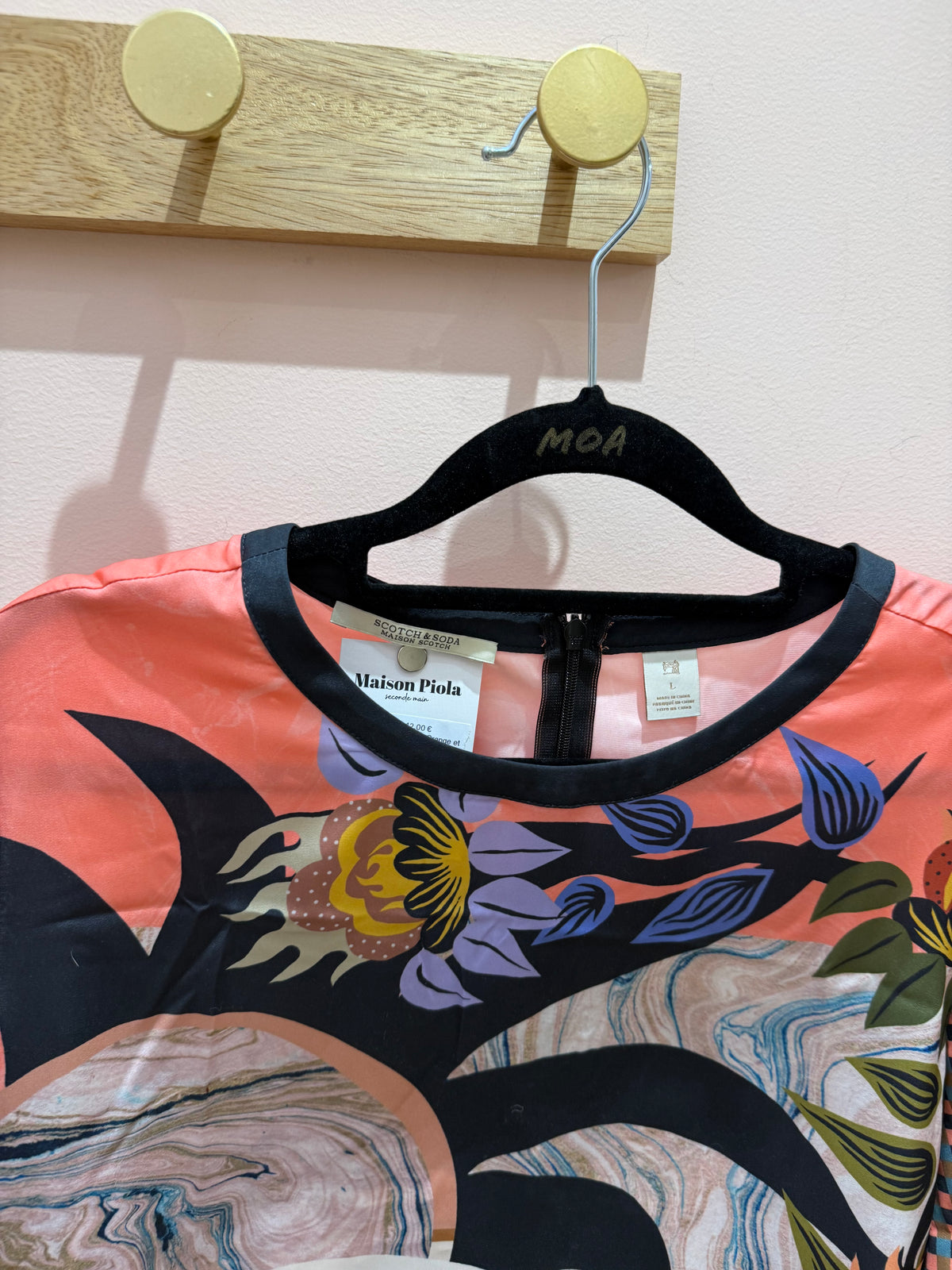 Maison Scotch Orange et bleu noir T.L - Blouse
