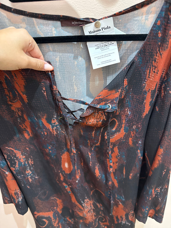 Robe La Fée Maraboutée marron et noir T.M