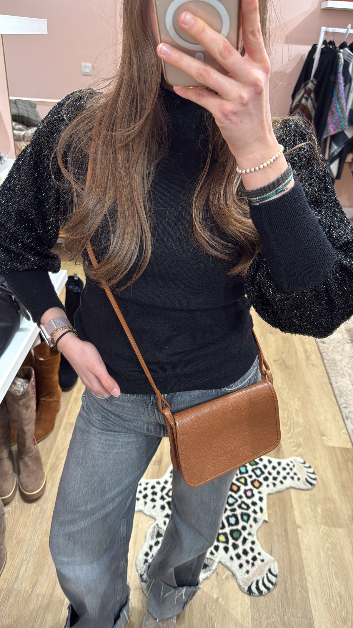 Sac marron Longchamp en bandoulière