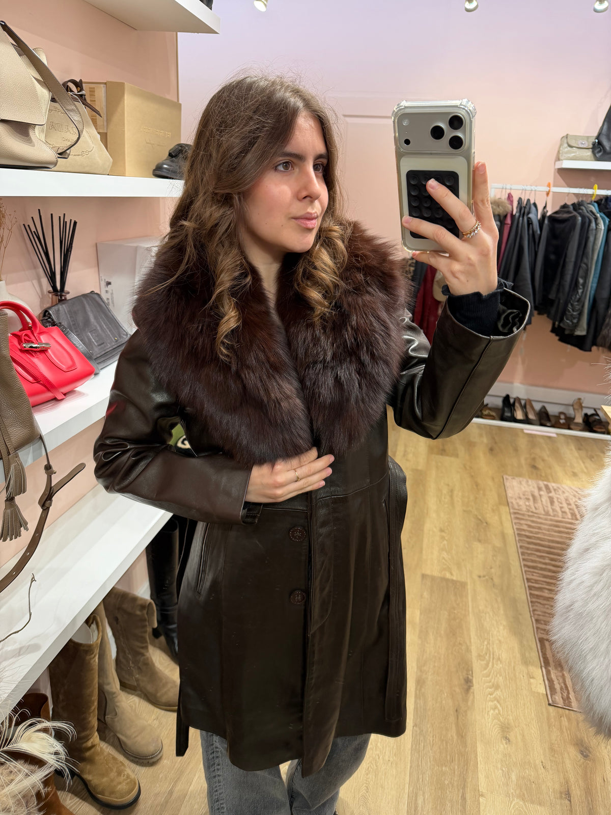 Manteau en cuir Pablo Valentino T.40 marron 10/10