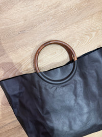 Sac cabas en cuir noir