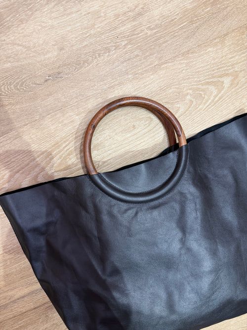 Sac cabas en cuir noir