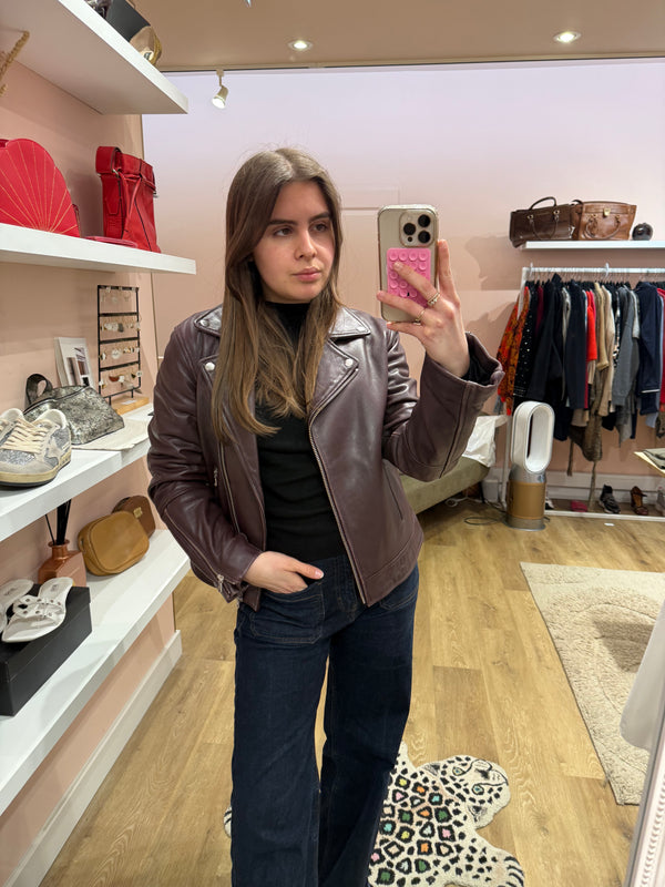 Veste en cuir Zapa T.38/40 bordeaux
