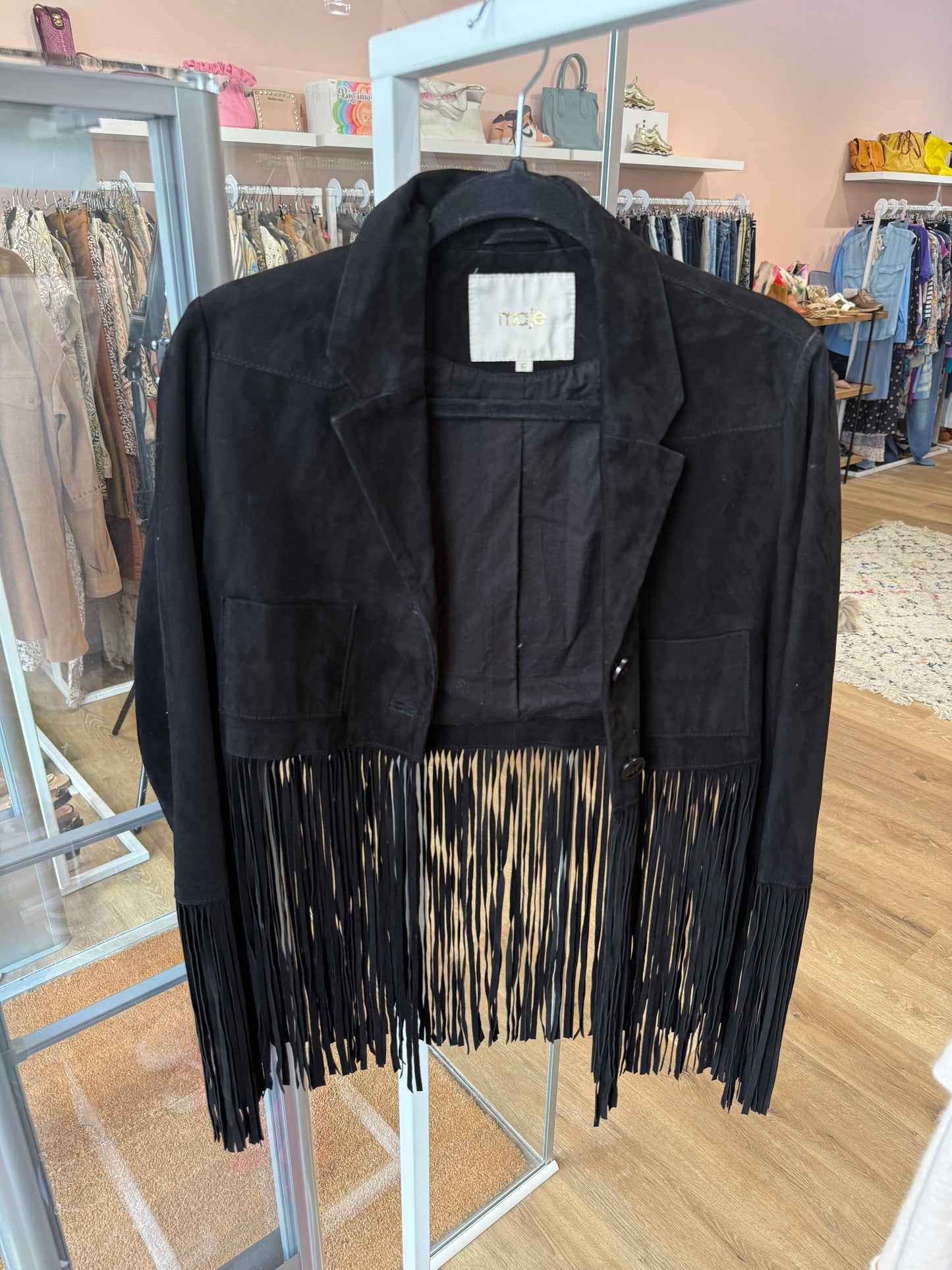 Veste en daim noir Maje T.36