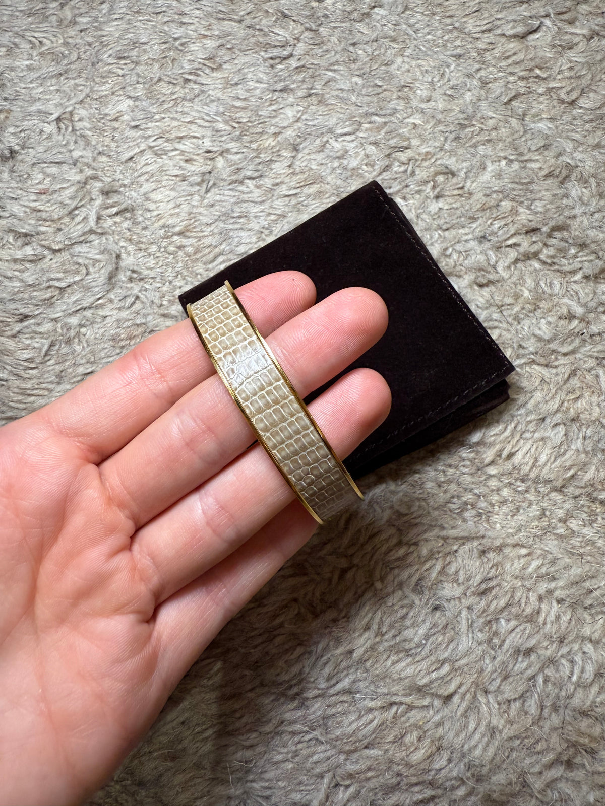 Bracelet hermes lézard gris beige T.S