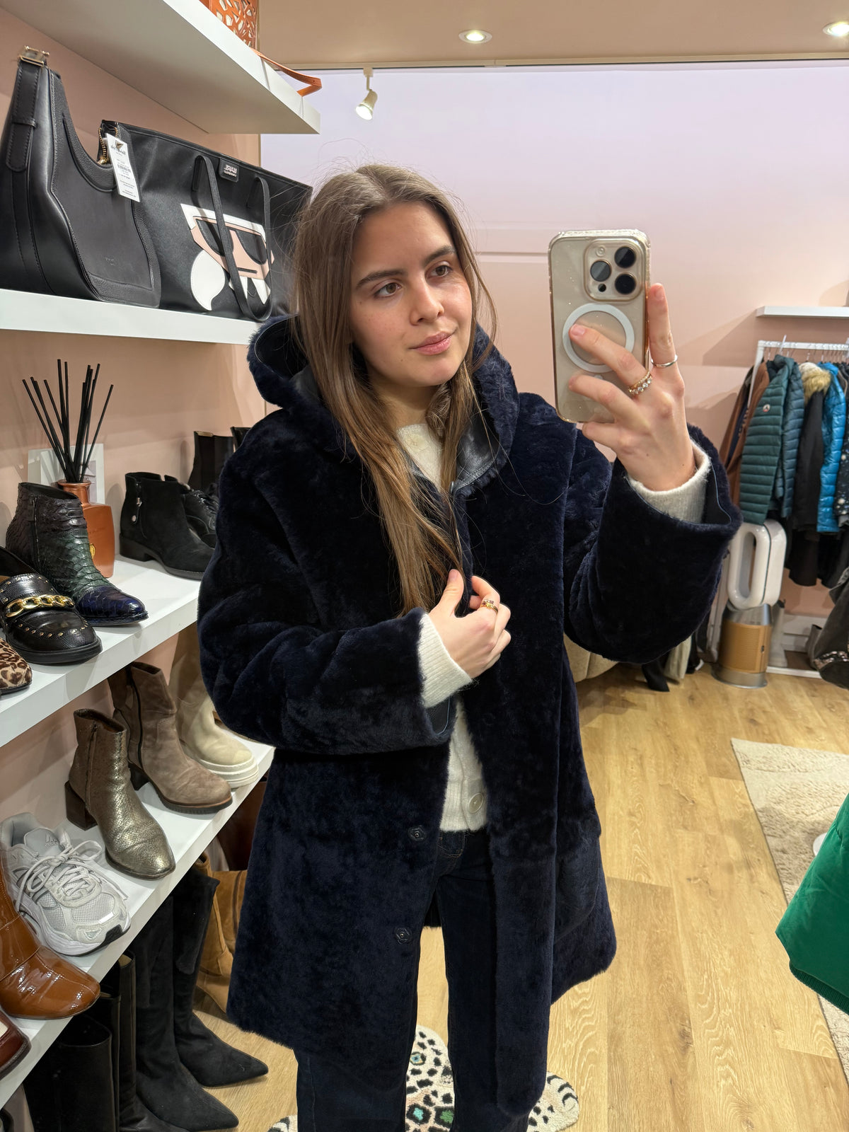 Manteau en peau laine bleu Weill T.M