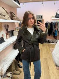 Veste marron effet peau lainé Gerard Darel 12/10